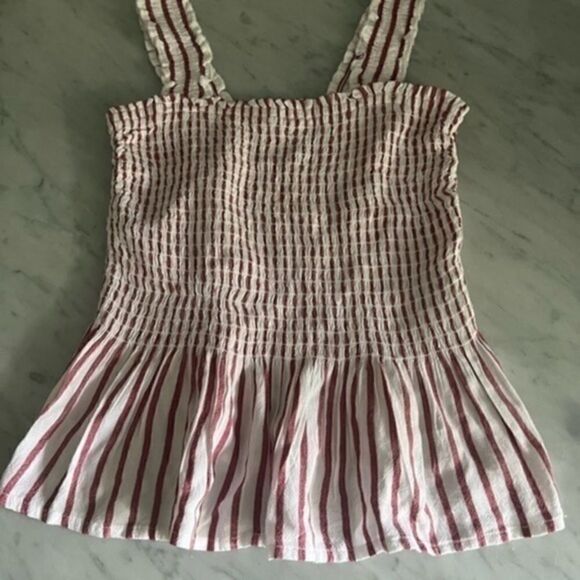 HOLLISTER ADORABLE Comfortable Red and White Striped Shirt W Elastic Great Cond. - Picture 6 of 7